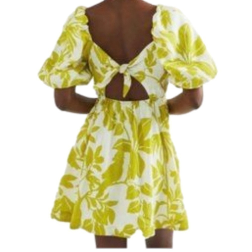 Maeve by Anthropologie Wome’s Puff Sleeves Feliciana Tropical Print Mini Dress S - Picture 2 of 9